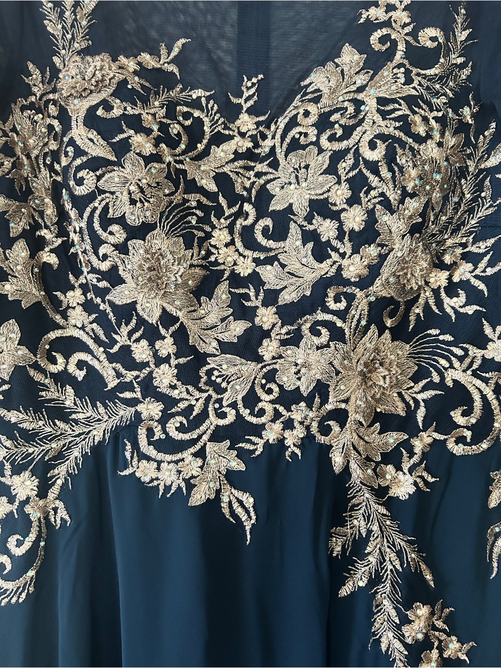 Betsy and Adam Navy Floral Embroidered A-Line Maxi Dress - Picture 7 of 11